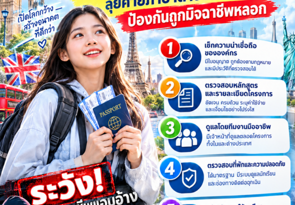 โปสเตอร์เช็กชัวร์ก่อนเรียนต่างประเทศ